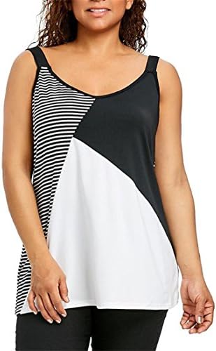 Womens Vest,Moonuy,Women Sleeveless Tops,Girl Plus Size Stripe Patchwork Sexy Loose Elegant Fashion Casual Summer Autumn Spring Winter Tank Top T-Shirt Shirt Blouse Pullover For Ladies (XXL, Black)