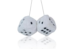 MIOYOOW Dados de felpa mullidos, decoración cuadrada universal de moda para coche, fácil de instalar, dados peludos colgantes con puntos para espejo retrovisor de coche
