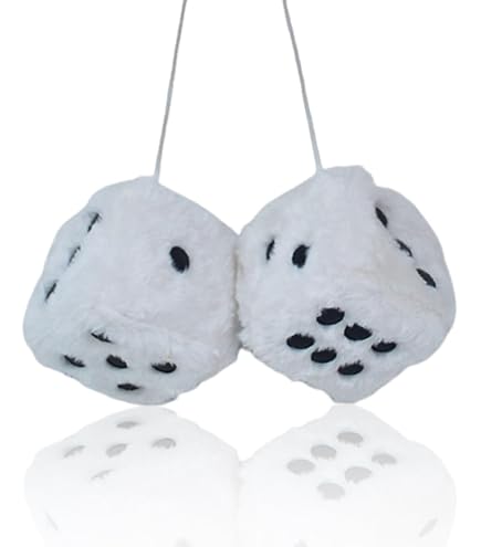 COMNICO Dadi Peluche Per Auto – 2 Pezzi Morbidi Sfocati Da Appendere – Decorazione Vintage Per Specchietto Retrovisore
