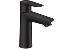 hansgrohe Talis E Grifo monomando de lavabo 110 con vaciador automático, negro mate, 71710670