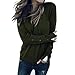 Produktbild Yazidan Oben Damen Solide Lange Ärmel O-Ausschnitt Hemden Taste Blusen Oberteile Pure Farbe Abschlag Herbst Winter Sweatshirt Mode Damen Outfits Lose Kleider Rundhalsausschnitt Tunika(Armeegrün,2XL)