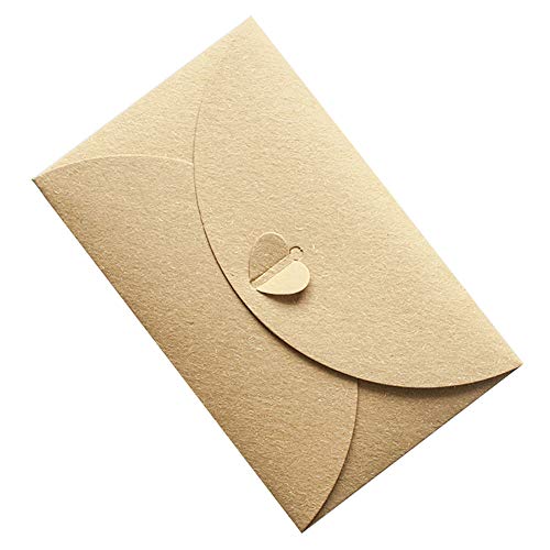 Oyfel enveloppes en Papier sobre de Tarjeta de Regalo Tarjetas de Felicitaciones Kraft colorées con Cierre de Corazón Navidad Artesanía DIY Día Cartas 17.5cm*10.8cm 12 Pcs