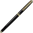 オート OHTO CR02 Gold Parts Model Ceramic Rollerball Pen, 0.5mm Fine Point, Aluminum Barrel with Gold-Plated Brass, Black Finish, Refillable Water-Based Black Ink, CR02-05-GBK