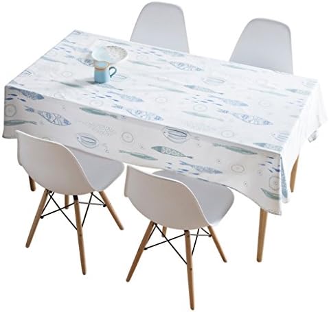 White cotton rectangular tablecloth waterproof and oil resistant coffee table tablecloth creative fresh table cloth (Size : 140*220cm)