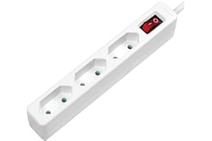Listwa zasilająca LogiLink LPS230 z 3 gniazdami wtykowymi, CEE 7/16, z włącznikiem/wyłącznikiem z zabezpieczeniem przed dziećmi, biała