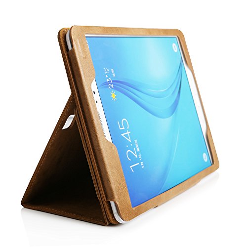 Boriyuan Samsung Galaxy Tab E 9.6 Hülle Echt Leder Case ultra slim Cover Schutztasche für Samsung Galaxy Tab E 9,6 Zoll T560 T561 aus echtem Leder mit Standfunktion, Magnetverschluss, im Bookstyle inkl. Eingabestift, Displayschutzfolie (Braun,Echt Leder) - 5