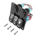 Produktbild PETUNIA 5 Pin 3 Gang LED Rocker Switch Panel with Digital Voltmeter Dual USB Charger - Black & Red & Blue
