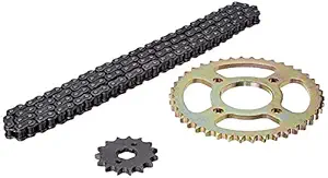 Uno Minda CH-5011 Quadra Rivet Chain & Alloy Steel Hardened Sprockets Chain & Sprocket Kit - R428H SIZE-120L / 15T / 42T(4H) for Hero Acheiver
