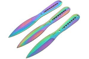 ‎KOSXBO Set of 3 Original 3 Effect Paint Rainbow Tomahawk Throwing Knife Set - Throwing Dagger 22.5 cm - Dagger - Outdoor - Hunting - Survival - Knife - Includes Cordura Holster - Beginner Professional