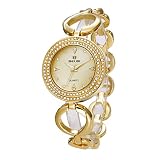 Damenuhren, Strasssteine Ultradünne Dail-Design, Fashion Ladies Es Armband Quarz Handgelenk Watche mit Stahlband (Gold, Silber),B