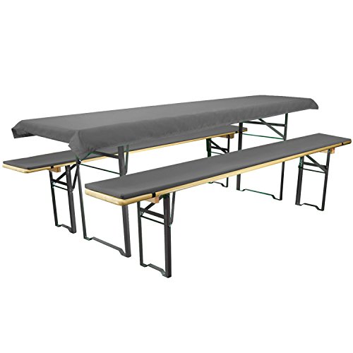 Brandsseller - Beer Table Cushion Set cover Trestle Table Set - 1x Tablecloth 240x70 cm and 2x Padded Bench seat cover 220x25 cm - Anthracite/Grey