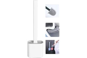 Shamdon Home Collection Brosse WC plate en silicone avec support, ensemble brosse WC en silicone flexible et support pour salle de bain