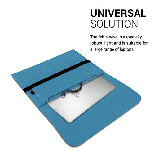 kwmobile Laptoptasche Filz Sleeve für 15″ 15,6″ Laptop / Ultrabook – Notebook Tasche Schutzhülle Laptop Case Hülle in Blau mit Innentaschen Innenmaße: ca. 41,5 x 31 cm - 3