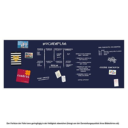 Selbstklebende und magnetische Vinyl- Tafelfolie in verschiedene Größen | Kreidetafel | Formate: 50x70cm|100x50cm|100x75cm|100x150cm|100x250cm|100x300cm|100x500cm | inkl. 2xKreide + 10er Set SuperMagnete| Kreidetafel | Wandfolie blau (100×250 cm) - 2