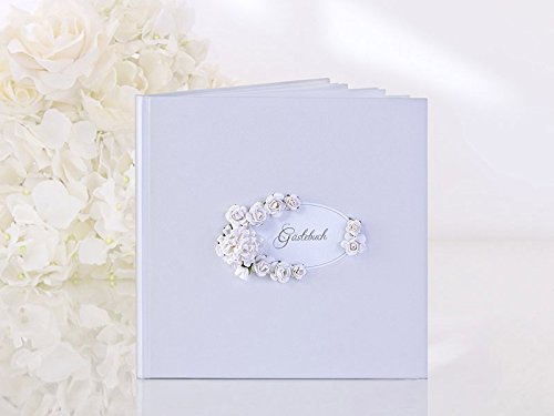 Gästebuch Hochzeit, weisse Blumen, weisse Rosen