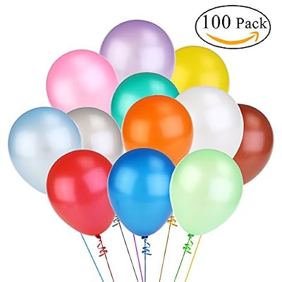 NUOLUX Assorted Bright Color Latex Balloons 12 Inch 100pcs(Random Color)