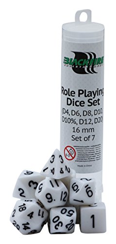 Blackfire Juego de Dados Blancos para rol, 7 Unidades, 16 mm, de ADC Entertainment