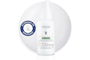 Vichy Líquido Fotoprotector de Uso Diario, Pieles Grasas O con Tendencia Acneica, Fotoprotección Spf50+ Contra Rayos Uvb y Uva, Clear, Capital Soleil, 40 ml