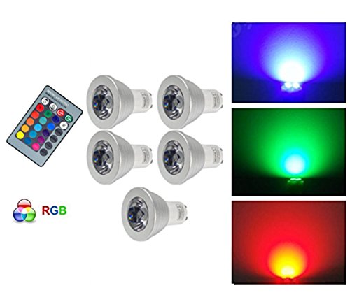 Anitech® Lot de 5 ampoules LED RVB GU10 Ampoules multicolores avec télécommande incluse Changement de couleur