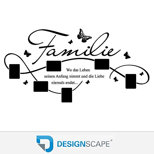 DESIGNSCAPE® Wandtattoo Bilderrahmen Familie mit 6 Fotorahmen 90 x 46 cm (Breite x Höhe) schwarz DW807140-S-F4 - 2