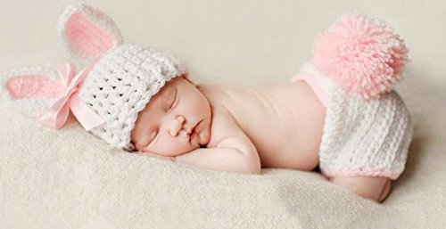 Pink Rabbit, Newborn Baby Girl/Boy Crochet Knit Costume Photo Photography Prop Hats Outfits