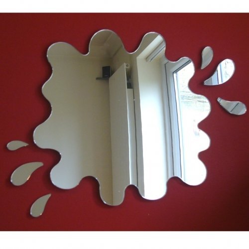 OneMtoss Spiegel deko Wandspiegel Wassertropfen-Spiegel mit sechs spritzend Spiegeln 45cm x 42cm dekoration wohnung Wandaufkleber - 2