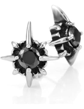 Wunderschöne Herren Stern Ohrstecker Edelstahl Silber, Schwarz Zirkonia (mit Marken Geschenk-Box)