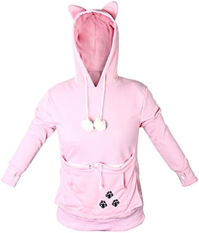 Yodensity Womens Hoodies Kangaroo Pouch Pet Cat Dog Holder Carriers Pullover Sweater with Large Pocket