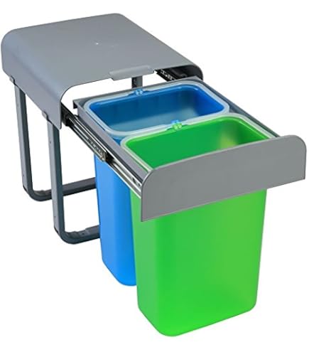 Pattumiera Sottolavello 16 Litri - Scorrevole, 1 Cesto, Plastica, Colori Grigio O Blu - Foto 4