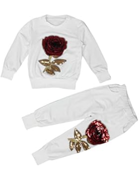 Hunpta 1SET Kinder Mädchen Rose Sticken T-shirt Tops + Hose Outfits Kinderkleidung