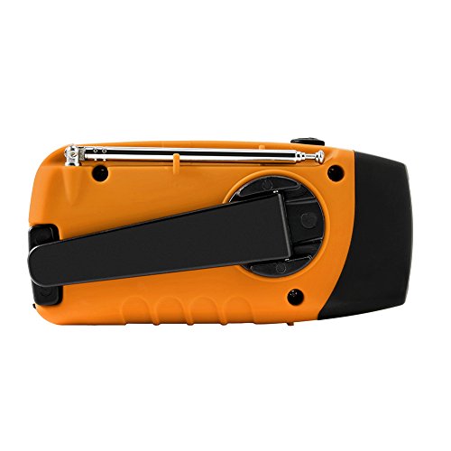 IntiPal FM Solar Radio Solarradio mit Kurbel Kurbeldynamo LED Taschenlampe Notfall Ernstfall USB Handy Ladegerät Camping Outdoor (Gelb) - 5