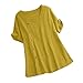 Produktbild TOPSELD T Shirt Damen, Frauen LöSen Fest Farbe Baumwolle Und Leinen O-Ausschnitt Kurzarm,T-Shirt Bluse
