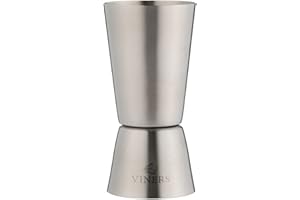 Viners Barware Double Deluxe Dual Spirit Measure Cocktail Jigger | Brushed Stainless Steel, 60ml/30ml