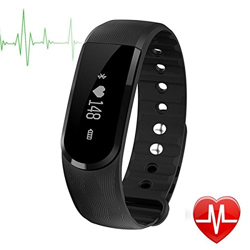 Herzfrequenz Fitness Tracker,CAMTOA ID101 Fitness Armband Pulsuhr Aktivitätstracker Wasserdicht IP67 - Schrittzähler,SMS Anrufe,Kalorienverbrauch,Kamera-Fernbedienung,ID Benachrichtigung,Musiksteuerung und Handy-Suchfunktion(USB Anschluss direkt laden)
