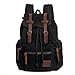 Produktbild Canvas Rucksack, KIPTOP Vintage Rucksack Schulrucksack Retro Rucksack Daypack Backpack Lederrucksack Wanderrucksack Reisetasche Laptoprucksack für Herren Damen Jungen Mädchen (C-Schwarz)