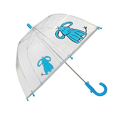 SMATI Parapluie enfant transparent cloche - Bordure fluorescente (Bleu Eléphant)