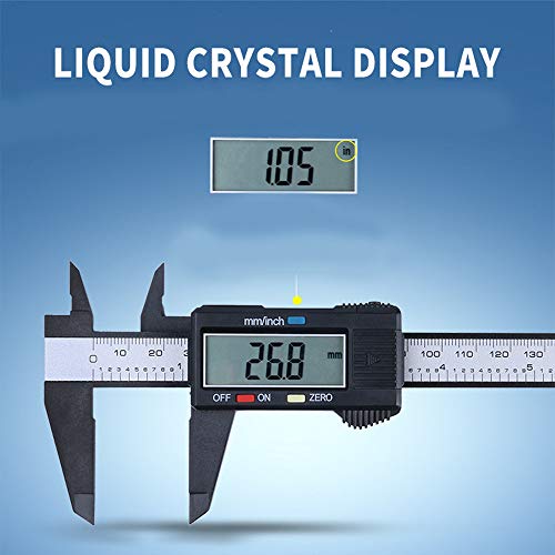 Preisvergleich Produktbild MMLC Klassischer Digitaler Messschieber, Professionale Kohlefaser Schieblehre mit LCD Anzeige, In / mm, 150mm / 6-Zoll Messbereich, (Black)