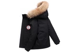 FM2018XSL Piumino Unisex Con Pelliccia da Uomo Cappotto Invernale da Donna Piumino Con Cappuccio