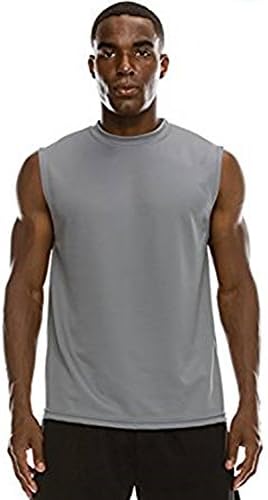 Athlero Dri Fit Grey Round Neck Sports Sleeveless T shirt for Men