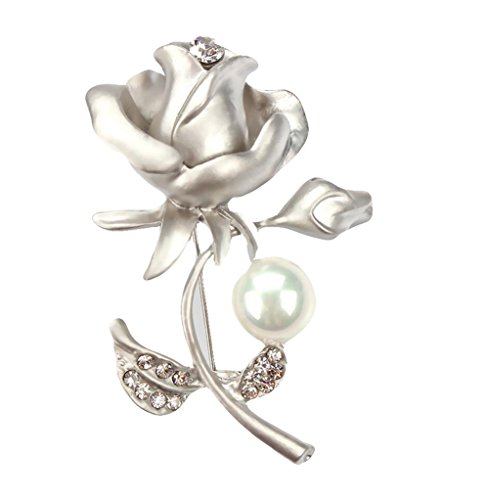 Hosaire Brosche Mode Strass Rose Blütenform Perle Broschen für Hochzeits Party Schmuck Zubehör
