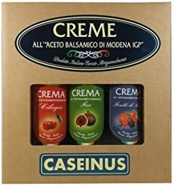 Box 3 Balsamic Vinegar Creams exclusively made with Modena Balsamic Vinegar PGI - 3 Flavours: Wild Berries/Fig/Cherry (Box 3 Creme di Aceto Balsamico di Modena IGP alla Frutta CASEINUS) - 3x5.28 Oz. (3x150ml)