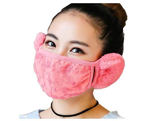 Preisvergleich Produktbild Hustar Damen Spitze Mundschutz Maske Winter Skimaske Kälteschutz Gesichtsmaske mit Ohrenwärmer Rosa