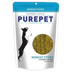 Purepet Munchy Sticks, Chicken Flavour, Dog Treats, 400 g
