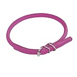 Cómoda, flexible y maleable Chapuis Sellerie SLA700 Collar ajustable redondo Glamour para perro y gato - Cuero rosa - Diámetro 6 mm - Largo 20-25 cm - Talla XS