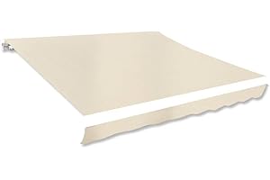 KOIECETA Lona de repuesto para toldos, impermeable, con cenefa, para toldo (350 x 250 cm, crema)