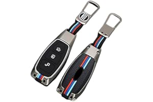 Otai Estuche para Llaves con Tapa Abatible de Aleación de Zinc Cubrir Llavero para Ford Fiesta Mondeo 3 4 5 MK3 MK4 MK5 Focus 3 4 Ranger S C MAX Explorer (Mate, 3 Botones)