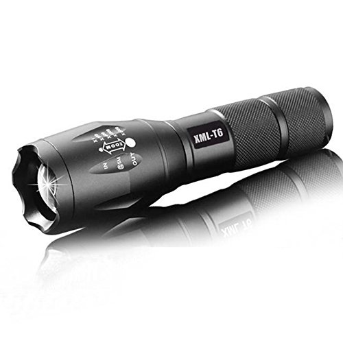 Moobom Taschenlampe, 2000 Lumen, 5 Modi, mit Zoom, 878-T6 LED-Taschenlampe, verstellbarer Fokus (18650/26650/AAA-Batterien) (Taschenlampe)
