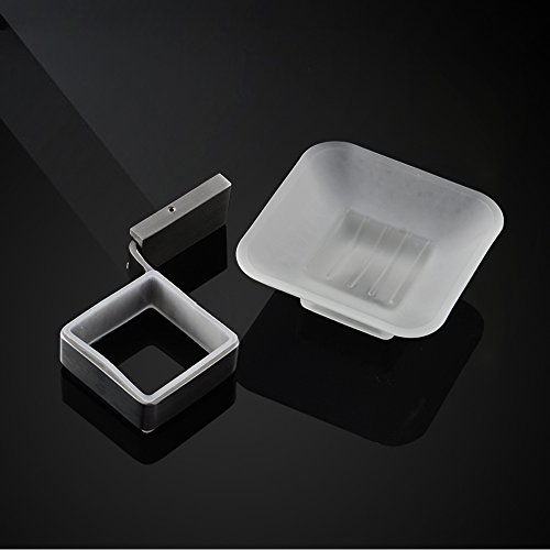 Weare Home Badezimmer Zubehör Seifenhalter mit Glasschale Seifennapf aus Edelstagl Silbern Gebürstet finished Modern Einfach Wandmontag Wandhalterung Bohren - 3