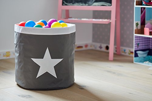 STORE,IT 671732 Großer Aufbewahrungskorb mit Aufgenähtem Stern, Polyester, Grau/ Weiß, 44 x 44 x 44 cm - 2