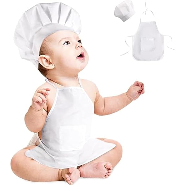 Costume De Chef Pour Bébé Fille – Tablier + Toque En Pur Coton, 6 à 24 Mois, Tenue Photo Adorables, Cadeau Naissance